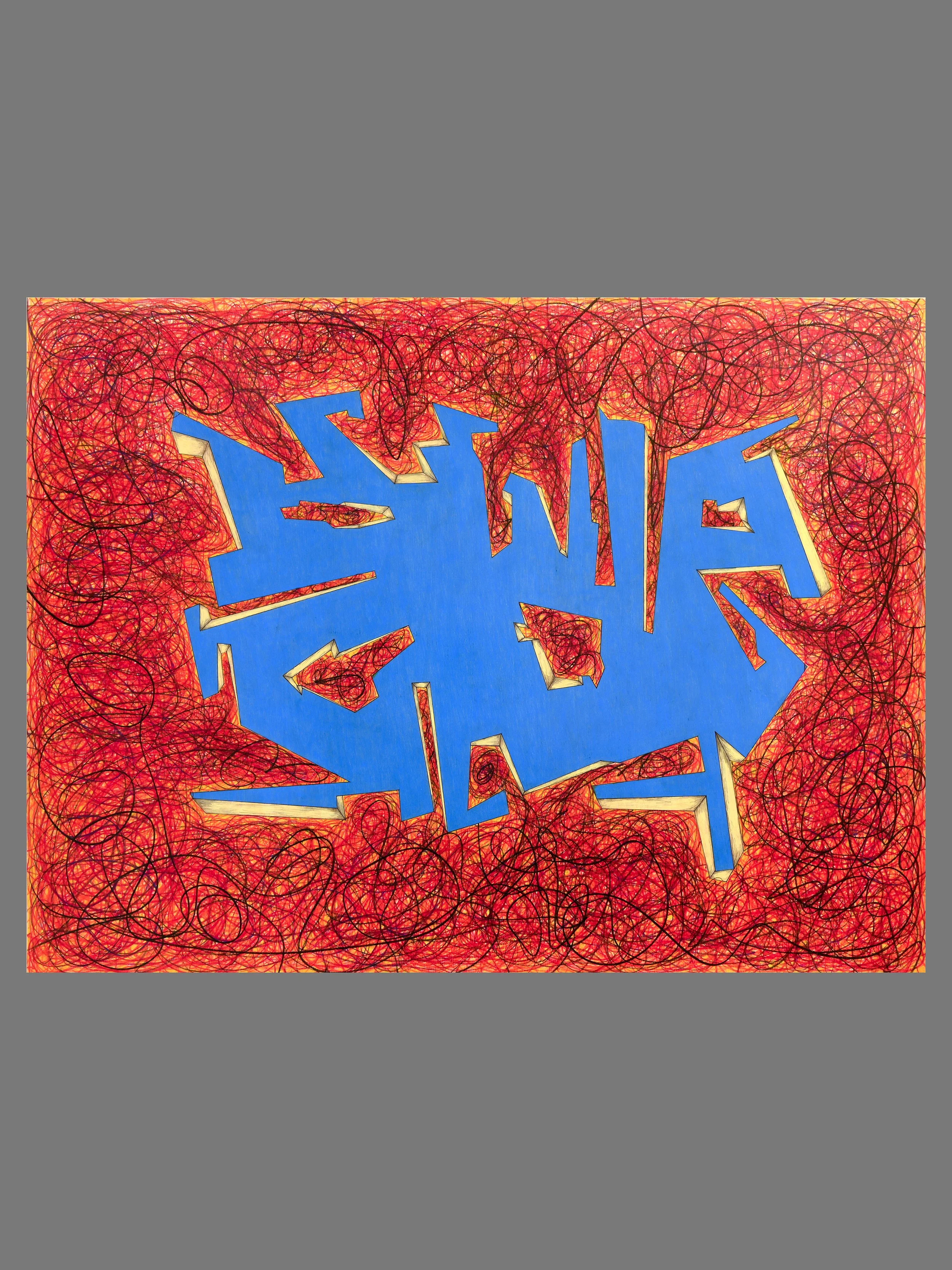 Abstract drawing on wood panel by jeffrey pender — Jeffrey Pender